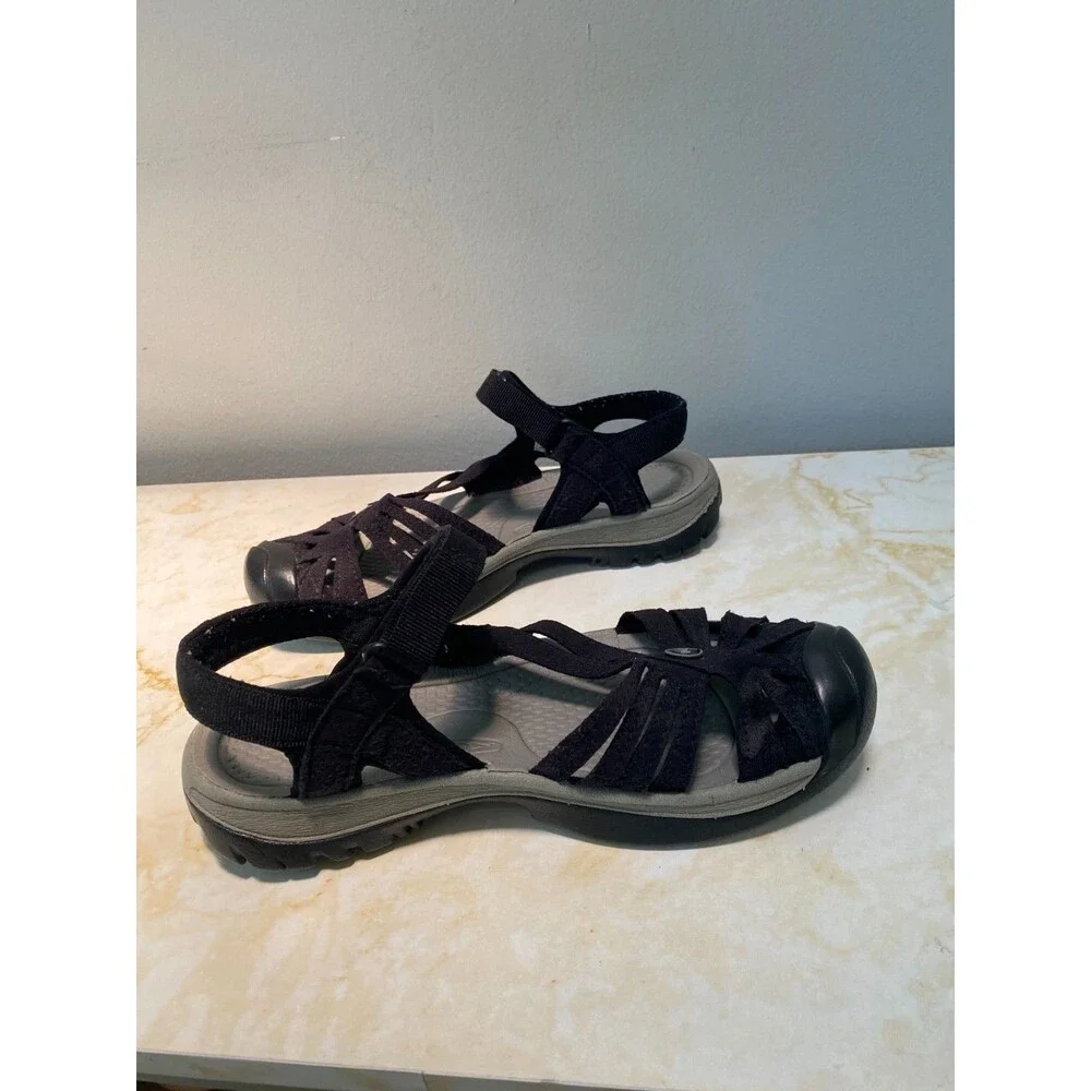 Keen Rose Black/Neutral Gray Sandals Women's Size 8 Hiking Water-Resistant